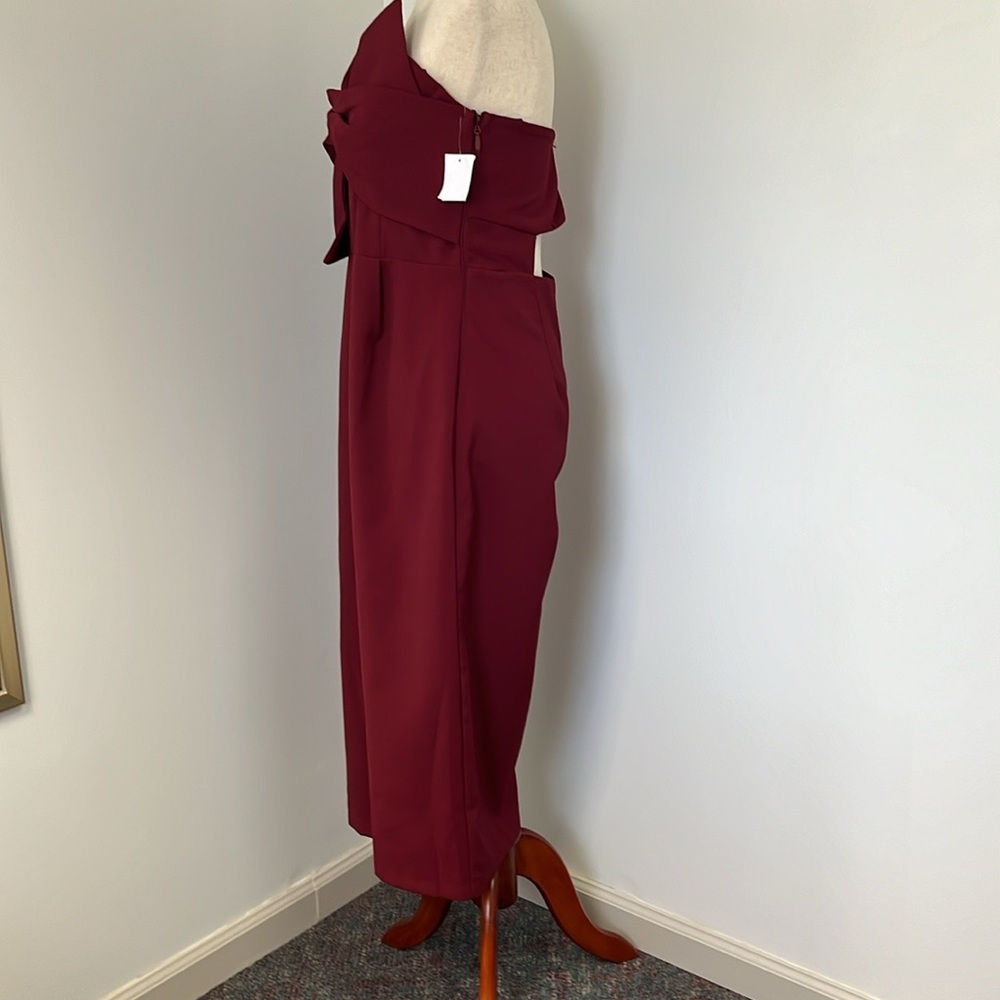 Nordstrom soieblu burgundy jumpsuit. Side zip. twist front, wide leg crop, NWT! - Picture 4 of 10